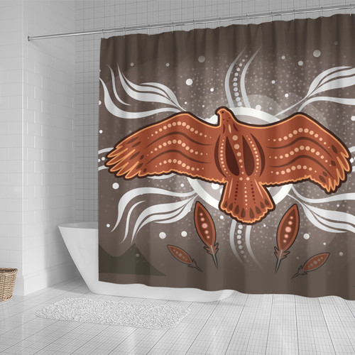Australia Aboriginal Inspired Shower Curtain - Aboriginal Dot Art Vector Painting With Eagle Shower Curtain Australia Aboriginal Inspired Shower Curtain - Aboriginal Dot Art Vector Painting With Eagle Shower Curtain