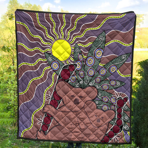 Australia Aboriginal Inspired Quilt - Aboriginal Inspired Koala & Baby Style Art Quilt Australia Aboriginal Inspired Quilt - Aboriginal Inspired Koala & Baby Style Art Quilt