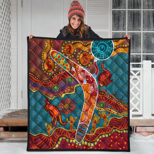Australia Aboriginal Inspired Quilt - Aboriginal Inspired Style Art Quilt Australia Aboriginal Inspired Quilt - Aboriginal Inspired Style Art Quilt
