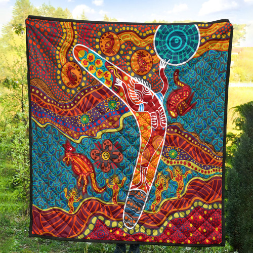 Australia Aboriginal Inspired Quilt - Aboriginal Inspired Style Art Quilt Australia Aboriginal Inspired Quilt - Aboriginal Inspired Style Art Quilt