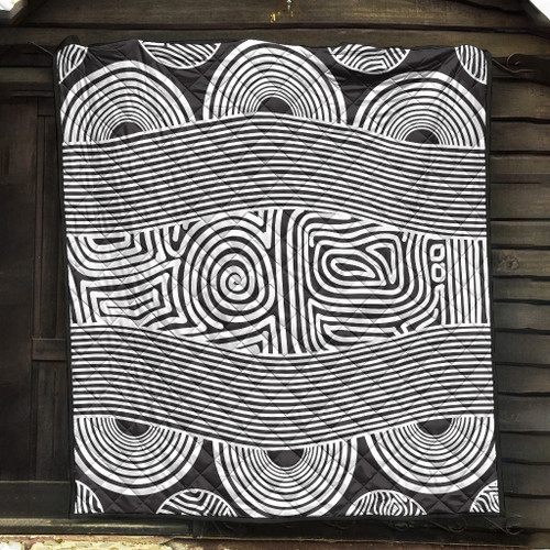 Australia Aboriginal Inspired Quilt - Black And White Vector Aboriginal Art Quilt Australia Aboriginal Inspired Quilt - Black And White Vector Aboriginal Art Quilt