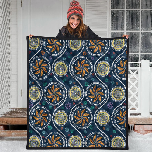 Australia Aboriginal Inspired Quilt - Blue Aboriginal Dot Art Painting Quilt Australia Aboriginal Inspired Quilt - Blue Aboriginal Dot Art Painting Quilt