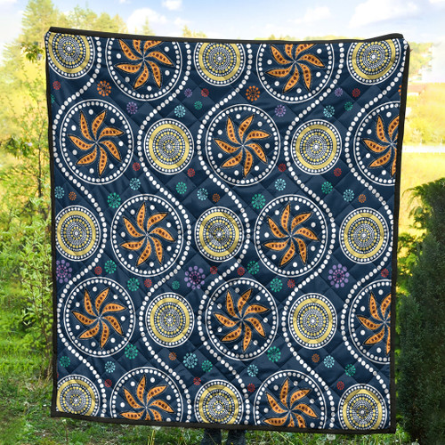 Australia Aboriginal Inspired Quilt - Blue Aboriginal Dot Art Painting Quilt Australia Aboriginal Inspired Quilt - Blue Aboriginal Dot Art Painting Quilt