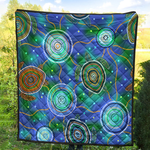 Australia Aboriginal Inspired Quilt - Aboriginal Sea Turtles And Jellyfish Style Art Quilt Australia Aboriginal Inspired Quilt - Aboriginal Sea Turtles And Jellyfish Style Art Quilt