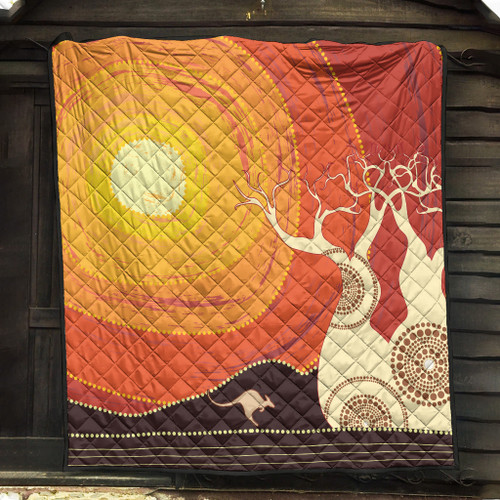 Australia Aboriginal Inspired Quilt - Aboriginal Boab Tree Vector Painting Aboriginal Art Quilt Australia Aboriginal Inspired Quilt - Aboriginal Boab Tree Vector Painting Aboriginal Art Quilt