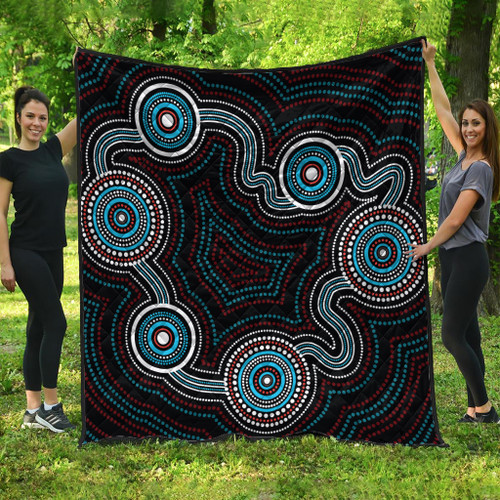 Australia Aboriginal Inspired Quilt - Indigenous Dot Art Background Quilt