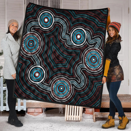 Australia Aboriginal Inspired Quilt - Indigenous Dot Art Background Quilt Australia Aboriginal Inspired Quilt - Indigenous Dot Art Background Quilt