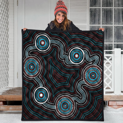 Australia Aboriginal Inspired Quilt - Indigenous Dot Art Background Quilt Australia Aboriginal Inspired Quilt - Indigenous Dot Art Background Quilt