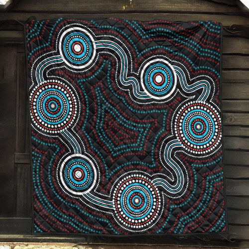 Australia Aboriginal Inspired Quilt - Indigenous Dot Art Background Quilt Australia Aboriginal Inspired Quilt - Indigenous Dot Art Background Quilt