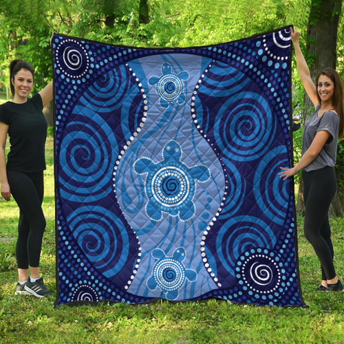 Australia Aboriginal Inspired Quilt - Aboriginal Dot Art Vector Painting With Turtle Quilt