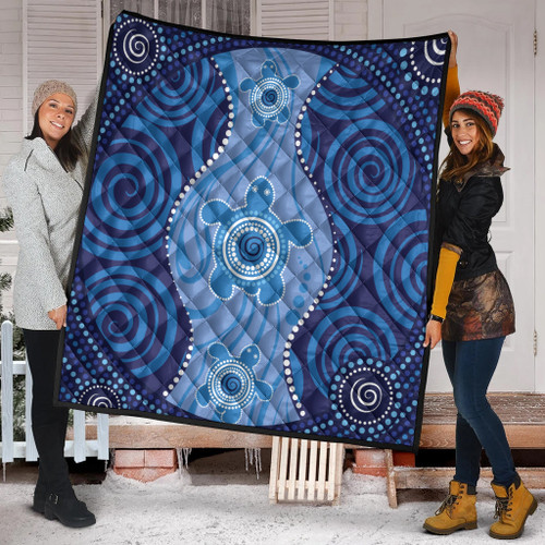 Australia Aboriginal Inspired Quilt - Aboriginal Dot Art Vector Painting With Turtle Quilt Australia Aboriginal Inspired Quilt - Aboriginal Dot Art Vector Painting With Turtle Quilt