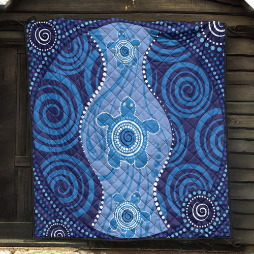 Australia Aboriginal Inspired Quilt - Aboriginal Dot Art Vector Painting With Turtle Quilt Australia Aboriginal Inspired Quilt - Aboriginal Dot Art Vector Painting With Turtle Quilt
