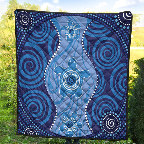Australia Aboriginal Inspired Quilt - Aboriginal Dot Art Vector Painting With Turtle Quilt Australia Aboriginal Inspired Quilt - Aboriginal Dot Art Vector Painting With Turtle Quilt