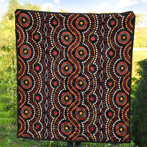 Australia Aboriginal Inspired Quilt - Aboriginal Dot Art Vector Seamless Pattern Background Quilt Australia Aboriginal Inspired Quilt - Aboriginal Dot Art Vector Seamless Pattern Background Quilt
