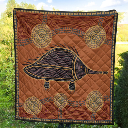 Australia Aboriginal Inspired Quilt - Echidna Aboriginal Styled Dot Painting Artwork Quilt Australia Aboriginal Inspired Quilt - Echidna Aboriginal Styled Dot Painting Artwork Quilt