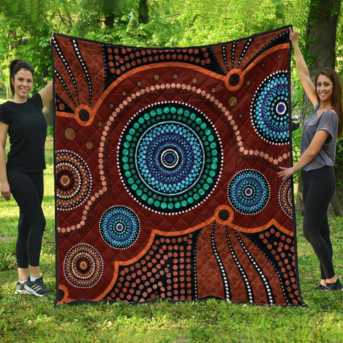 Australia Aboriginal Inspired Quilt - Aboriginal Art Vector Background Quilt
