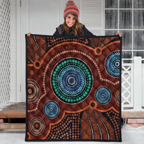 Australia Aboriginal Inspired Quilt - Aboriginal Art Vector Background Quilt Australia Aboriginal Inspired Quilt - Aboriginal Art Vector Background Quilt