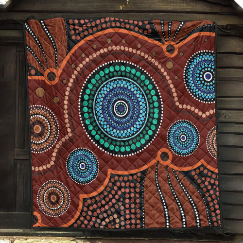 Australia Aboriginal Inspired Quilt - Aboriginal Art Vector Background Quilt Australia Aboriginal Inspired Quilt - Aboriginal Art Vector Background Quilt