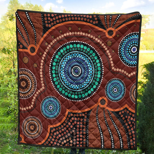 Australia Aboriginal Inspired Quilt - Aboriginal Art Vector Background Quilt Australia Aboriginal Inspired Quilt - Aboriginal Art Vector Background Quilt