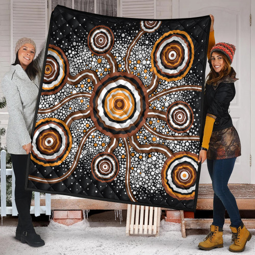 Australia Aboriginal Inspired Quilt - Aboriginal Dot Art Vector Painting Connection Concept Quilt Australia Aboriginal Inspired Quilt - Aboriginal Dot Art Vector Painting Connection Concept Quilt