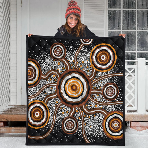 Australia Aboriginal Inspired Quilt - Aboriginal Dot Art Vector Painting Connection Concept Quilt Australia Aboriginal Inspired Quilt - Aboriginal Dot Art Vector Painting Connection Concept Quilt