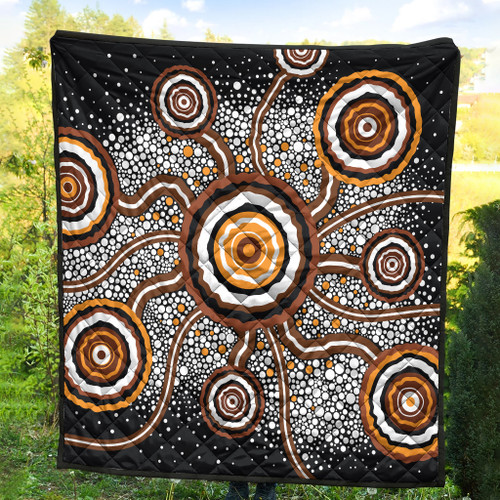 Australia Aboriginal Inspired Quilt - Aboriginal Dot Art Vector Painting Connection Concept Quilt Australia Aboriginal Inspired Quilt - Aboriginal Dot Art Vector Painting Connection Concept Quilt