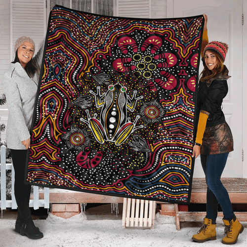 Australia Aboriginal Inspired Quilt - Aboriginal art Frog dreaming dot art background