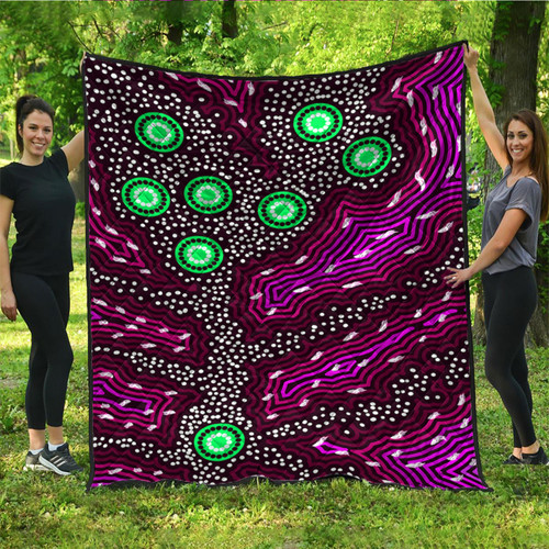 Australia Aboriginal Inspired Quilt - Aboriginal background of dreaming art