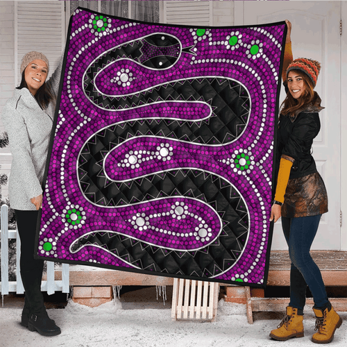 Australia Aboriginal Inspired Quilt - Aboriginal dreamtime snake Australia Aboriginal Inspired Quilt - Aboriginal dreamtime snake