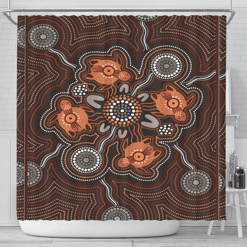 Australia Aboriginal Inspired Shower Curtain - Turtle Art Shower Curtain