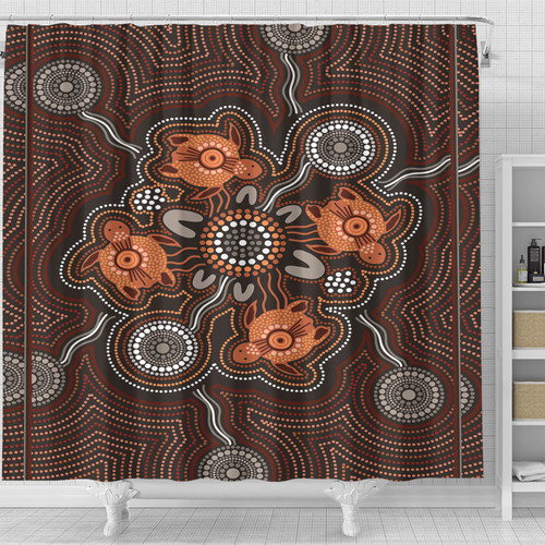 Australia Aboriginal Inspired Shower Curtain - Turtle Art Shower Curtain