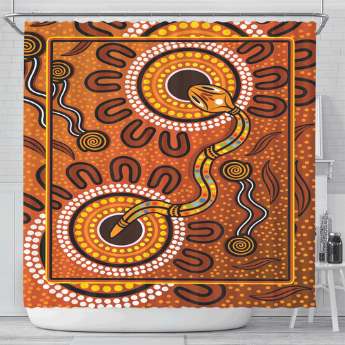 Australia Aboriginal Inspired Shower Curtain - The Rainbow Serpent