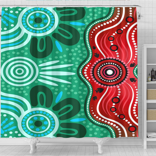 Australia Aboriginal Inspired Shower Curtain - Indigenous dot art River concept Australia Aboriginal Inspired Shower Curtain - Indigenous dot art River concept
