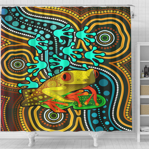 Australia Aboriginal Inspired Shower Curtain - Indigenous Aboriginal Inspired Frog Australia Aboriginal Inspired Shower Curtain - Indigenous Aboriginal Inspired Frog
