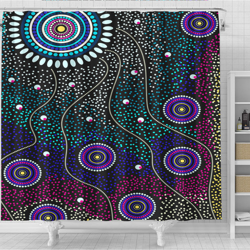Australia Aboriginal Inspired Shower Curtain - Dreaming art dot painting background Australia Aboriginal Inspired Shower Curtain - Dreaming art dot painting background