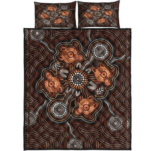 Australia Aboriginal Inspired Quilt Bed Set - Turtle Art