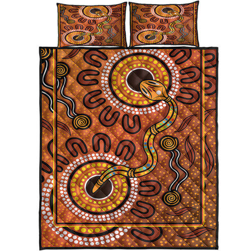 Australia Aboriginal Inspired Quilt Bed Set - The Indigenous Rainbow Serpent Australia Aboriginal Inspired Quilt Bed Set - The Indigenous Rainbow Serpent