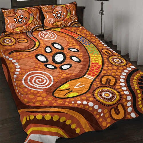 Australia Aboriginal Inspired Quilt Bed Set - The Rainbow Serpent