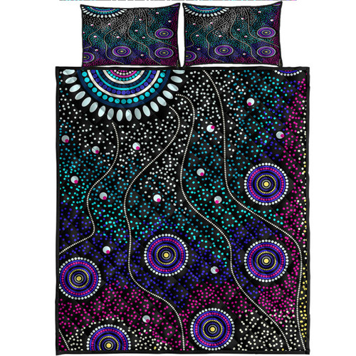 Australia Aboriginal Inspired Quilt Bed Set - Dreaming art aboriginal inspired background Australia Aboriginal Inspired Quilt Bed Set - Dreaming art aboriginal inspired background