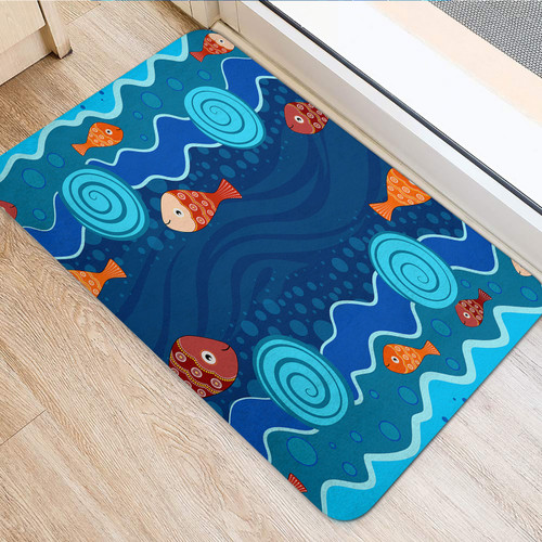 Australia Aboriginal Inspired Door Mat - Aboriginal dot art painting with fish Australia Aboriginal Inspired Door Mat - Aboriginal dot art painting with fish