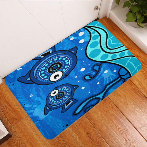 Australia Aboriginal Inspired Door Mat - Aboriginal dot art painting with fish underwater concept Australia Aboriginal Inspired Door Mat - Aboriginal dot art painting with fish underwater concept