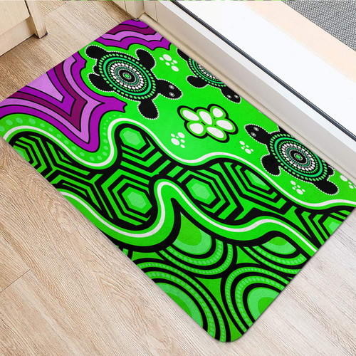 Australia Aboriginal Inspired Door Mat - Aboriginal dot art painting with turtle Australia Aboriginal Inspired Door Mat - Aboriginal dot art painting with turtle
