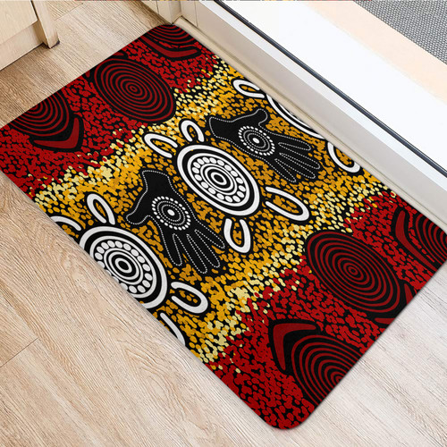 Australia Aboriginal Inspired Door Mat - Aboriginal hand print artwork