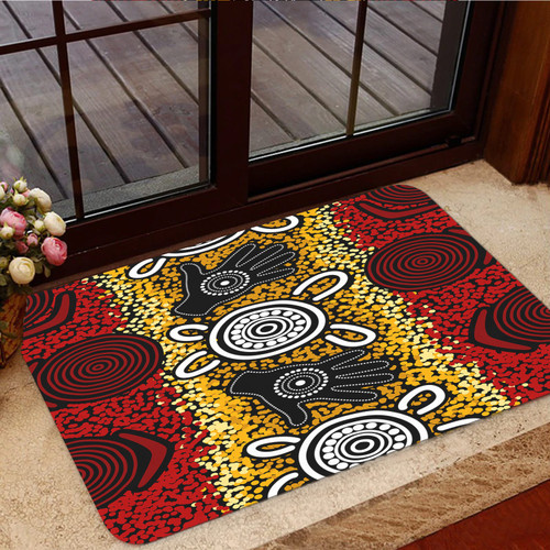 Australia Aboriginal Inspired Door Mat - Aboriginal hand print artwork