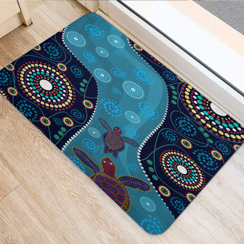 Australia Aboriginal Inspired Door Mat - Aboriginal Inspired Dreaming Turtles Dot Art Australia Aboriginal Inspired Door Mat - Aboriginal Inspired Dreaming Turtles Dot Art