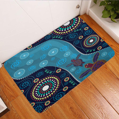 Australia Aboriginal Inspired Door Mat - Aboriginal Inspired Dreaming Turtles Dot Art Australia Aboriginal Inspired Door Mat - Aboriginal Inspired Dreaming Turtles Dot Art