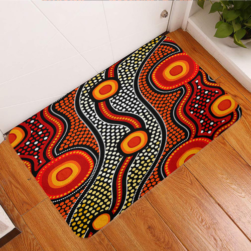Australia Aboriginal Inspired Door Mat - Aboriginal style of connection concept Australia Aboriginal Inspired Door Mat - Aboriginal style of connection concept