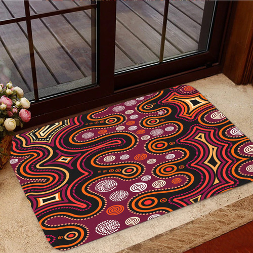 Australia Aboriginal Inspired Door Mat - Aboriginal style of dot background