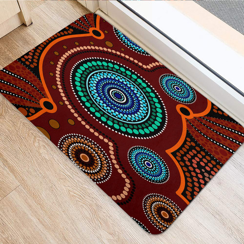 Australia Aboriginal Inspired Door Mat - Aboriginal style of Indigenous dot art painting Australia Aboriginal Inspired Door Mat - Aboriginal style of Indigenous dot art painting