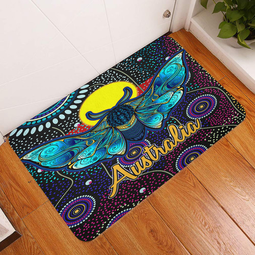 Australia Aboriginal Inspired Door Mat - Australian Dot Art Painting Mystical Dreaming Moth Australia Aboriginal Inspired Door Mat - Australian Dot Art Painting Mystical Dreaming Moth